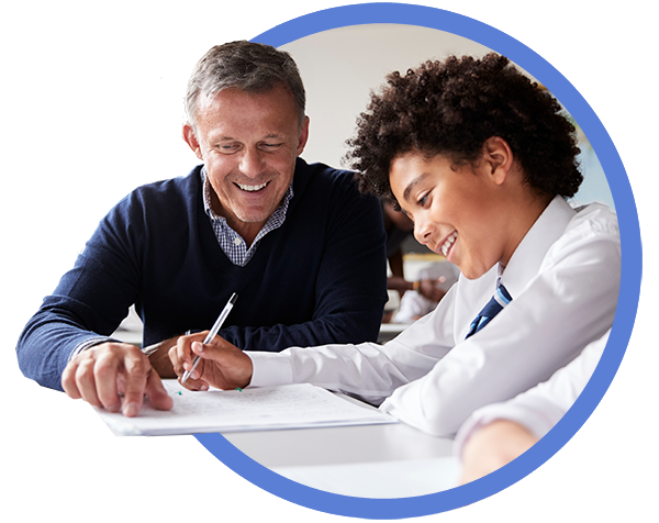 male teacher helping student